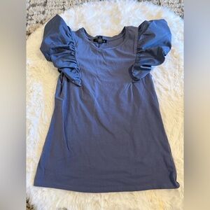 Alove Story Puff Sleeve Top Women’s Small Blue Short Sleeve Blouse